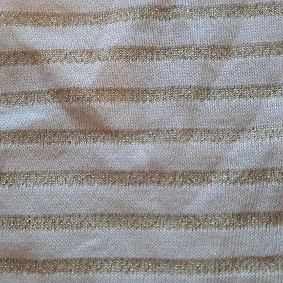 NWT LAUREN Ralph Lauren Metallic Gold Cream Stripe Top Size Small - Picture 3 of 6